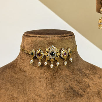 Traditional Temple South Indian Rajwadi Necklace Set