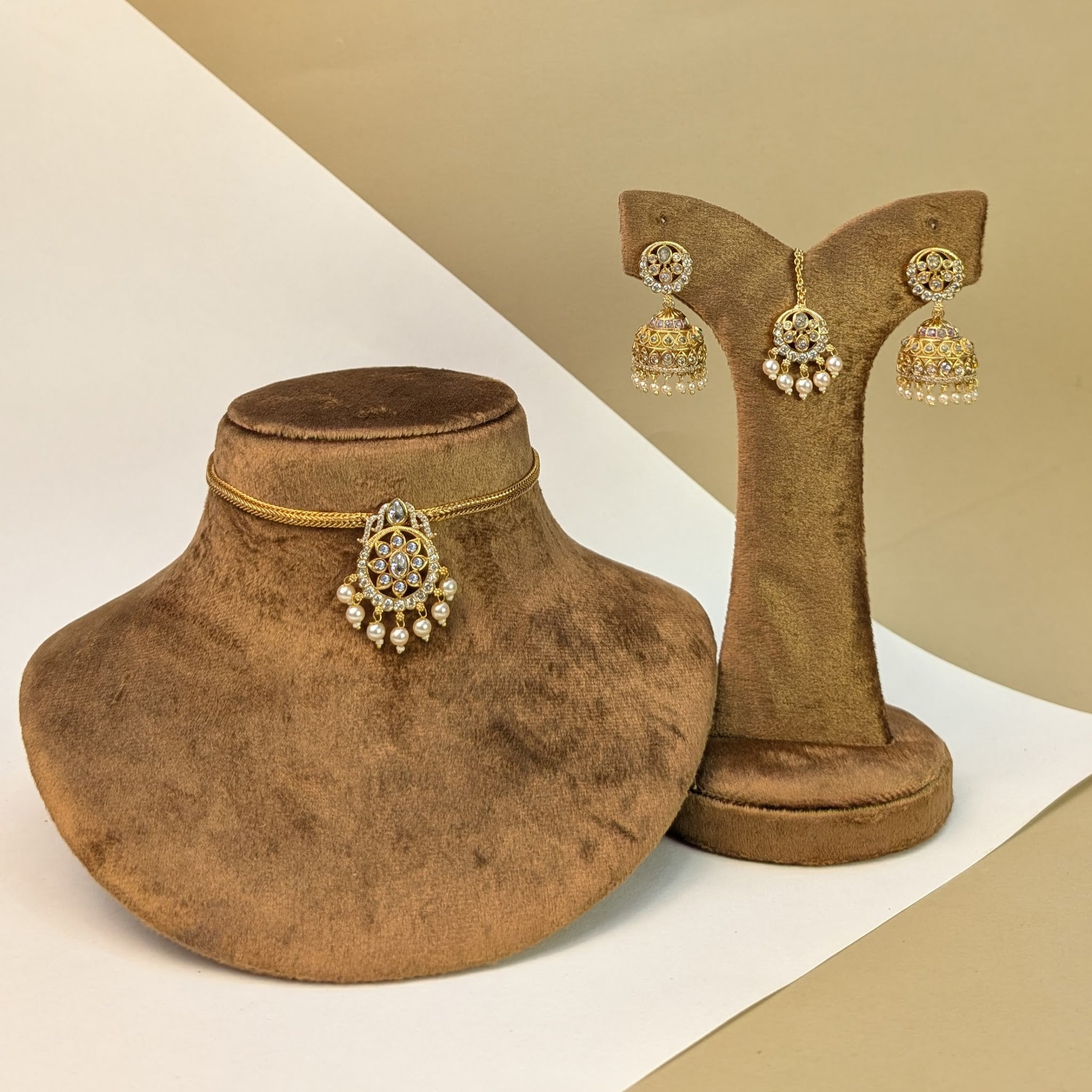 Grand Temple South Indian Rajwadi Necklace Set