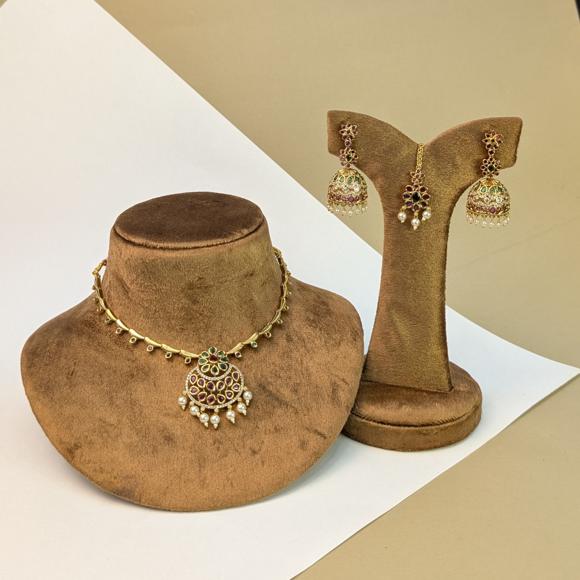 Antique Choker South Indian Rajwadi Necklace Set