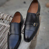 Black Cow Leather Formal Double Monk Style