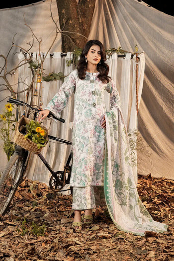 Safwa | Cream – 3PC Printed Lawn Ready to Wear (P000516) - Mmall