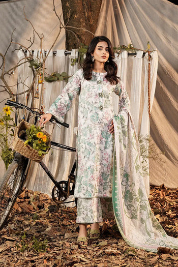 Safwa | Cream – 3PC Printed Lawn Ready to Wear (P000516) - Mmall