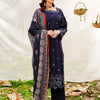 Safwa | Navy Bloom - 3PC Unstitched Suit (SKY06)