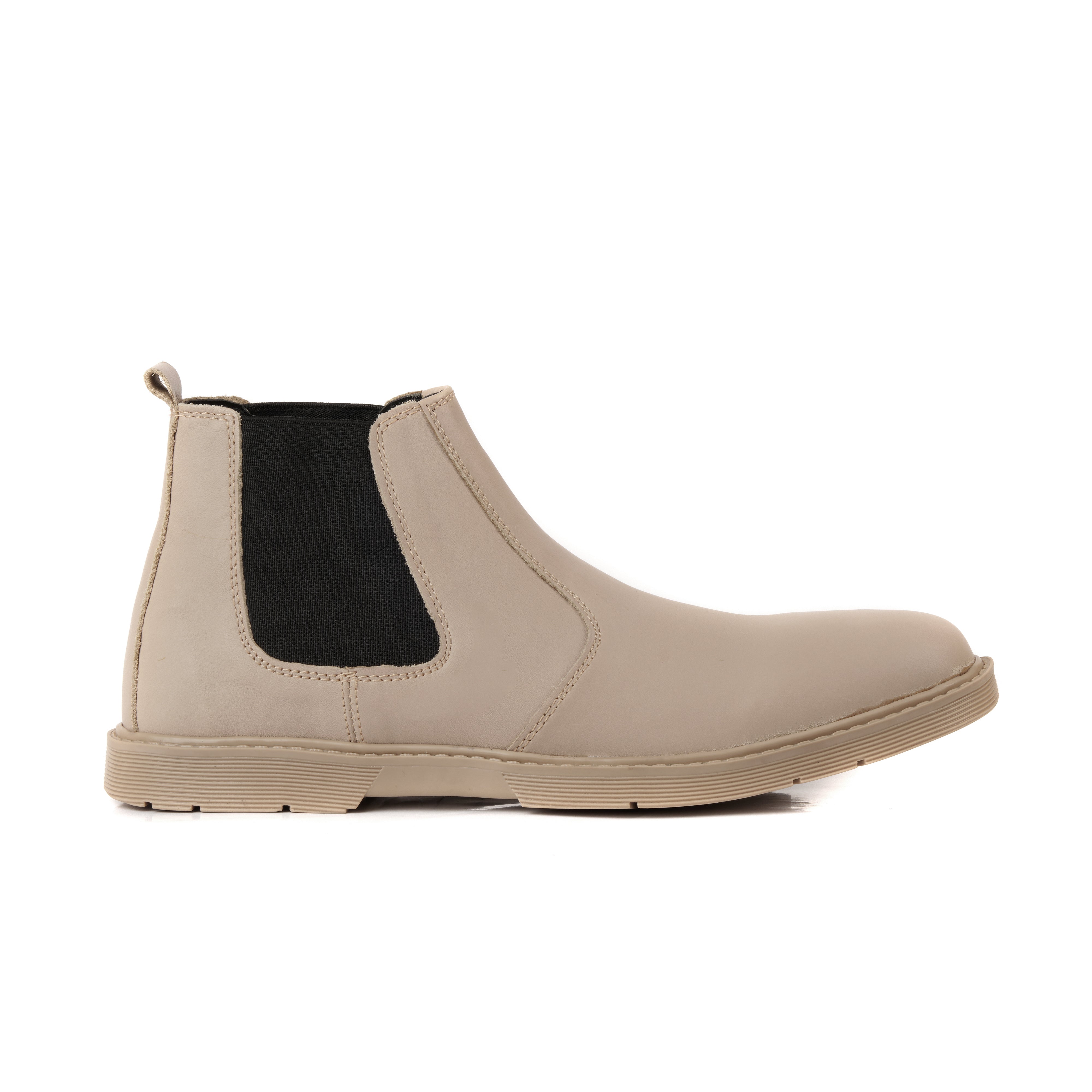 8017-Cream Suede Chelsea Boots - DeVogue