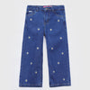 Embroidered Wide Leg Jeans