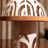 White Cutwork Dome Serving Stand with Wooden Plate