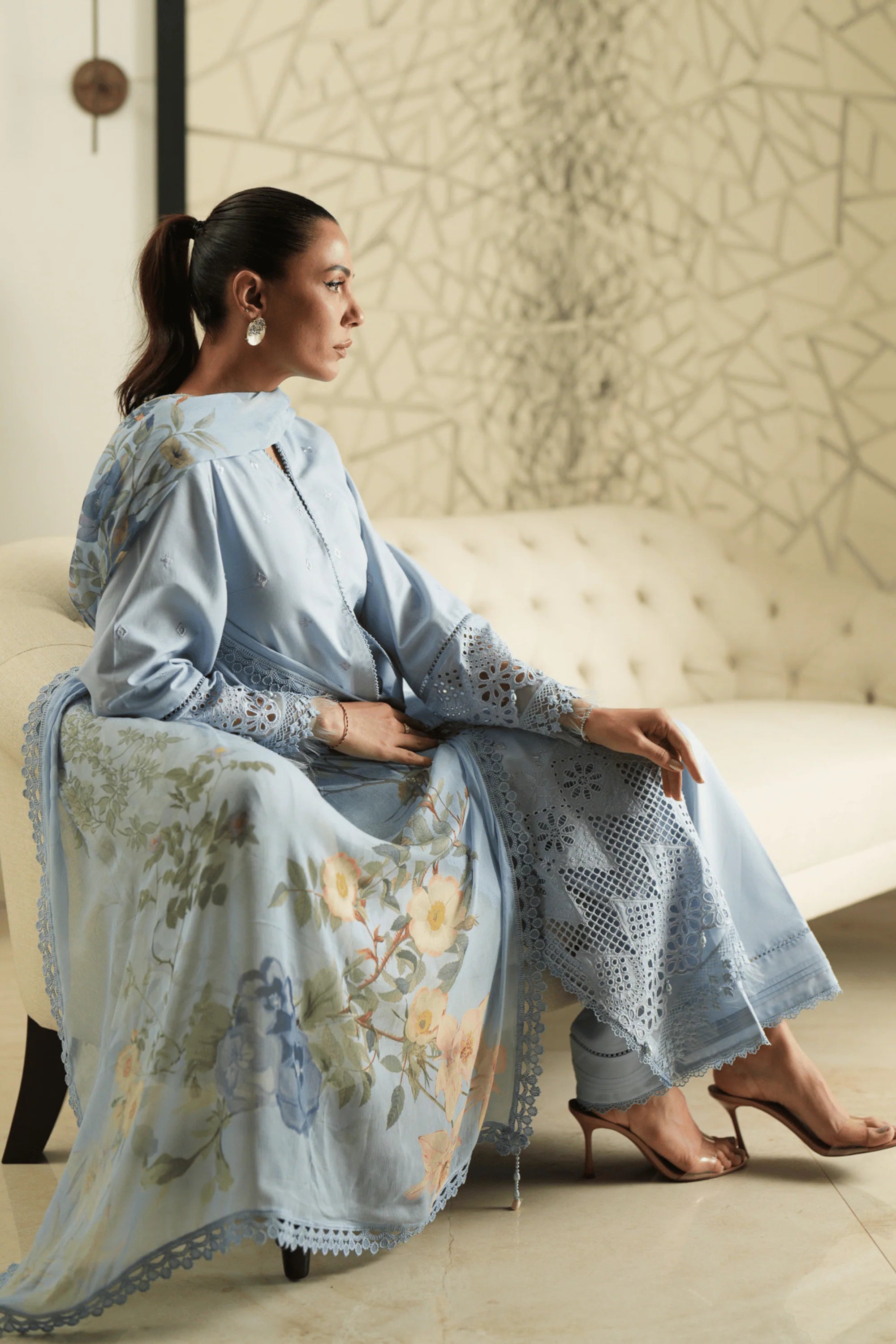 Azure Trellis - Unstitch Luxury Lawn Suit – view 5