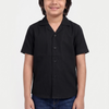 Cuban Collar Black Shirt