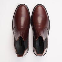8017-Maroon Hot Pull-up Chelsea Boots - DeVogue
