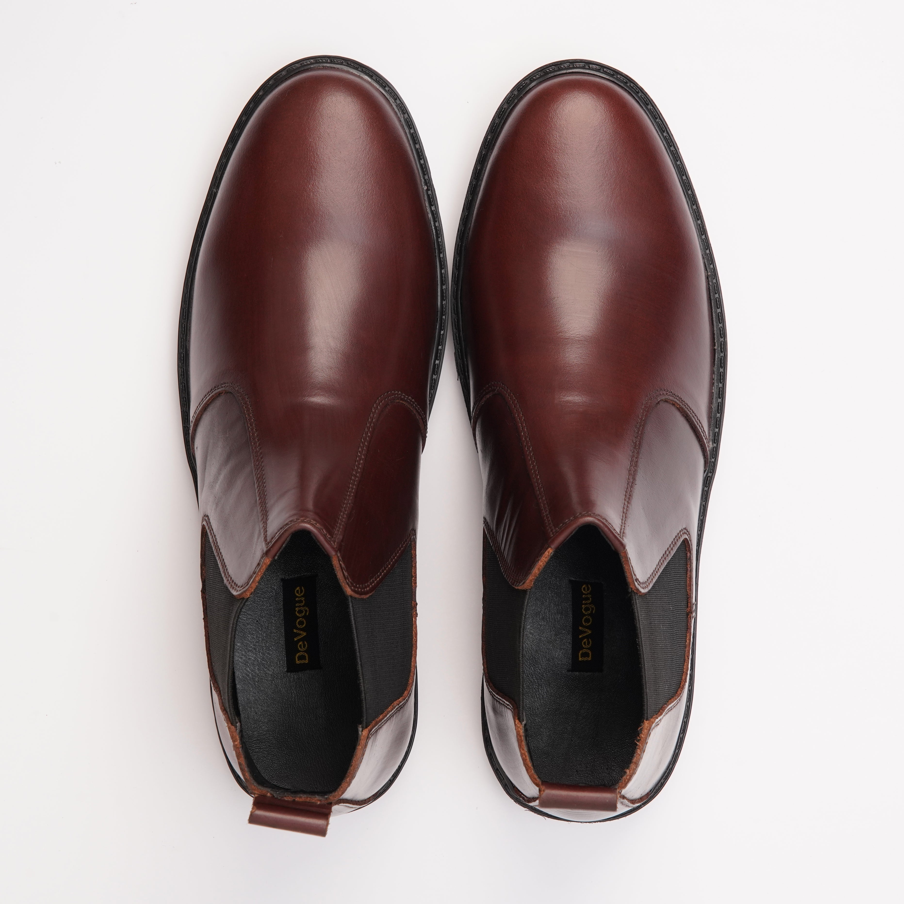 8017-Maroon Hot Pull-up Chelsea Boots - DeVogue