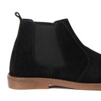SKU:8011-Black Suede Cow Leather Chelsea boots - DeVogue