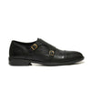 Black Rubber Sole Cow Leather Formal Double Monk Style