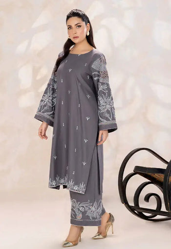 Safwa Ash Veil – 2PC Stitched Suit (P000576) - Mmall