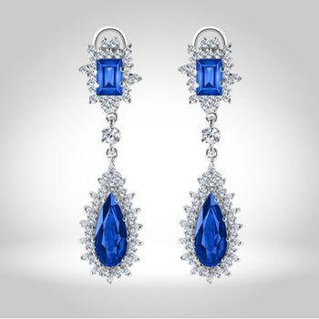 Synthetic Blue Sapphire Earrings
