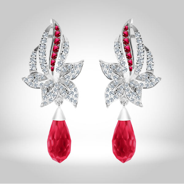 Glorious Ruby Pendant Set - Synthetic Drop