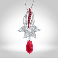 Glorious Ruby Pendant Set - Synthetic Drop