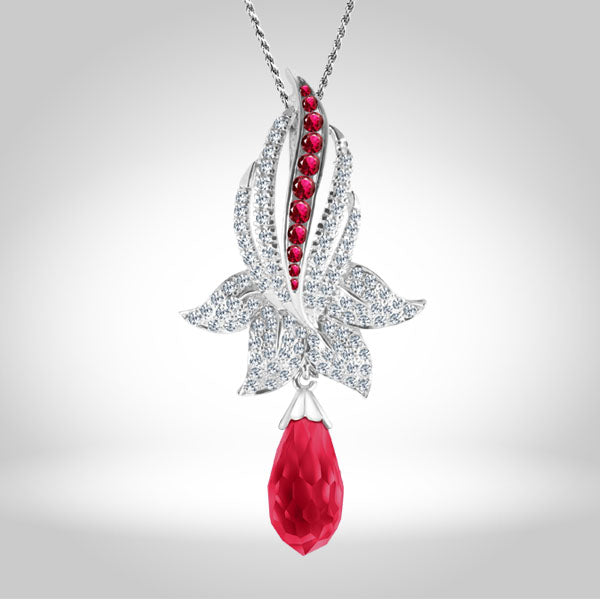 Glorious Ruby Pendant Set - Synthetic Drop