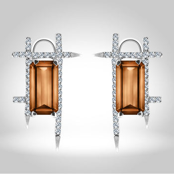 Smoky Topaz (Synthetic) - Earrings