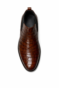8015-Croc Brown leather Chelsea - DeVogue