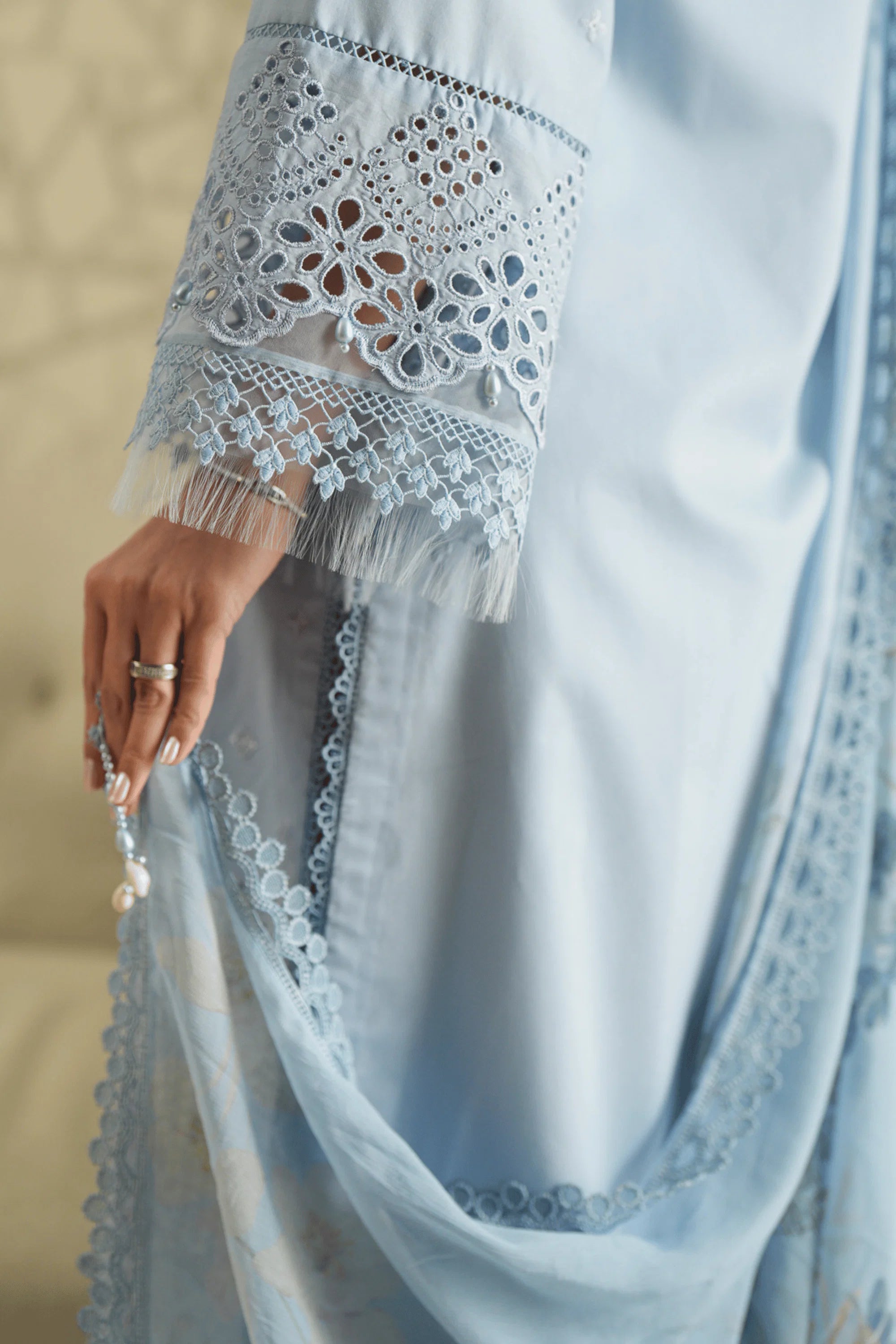 Azure Trellis - Unstitch Luxury Lawn Suit – view 3