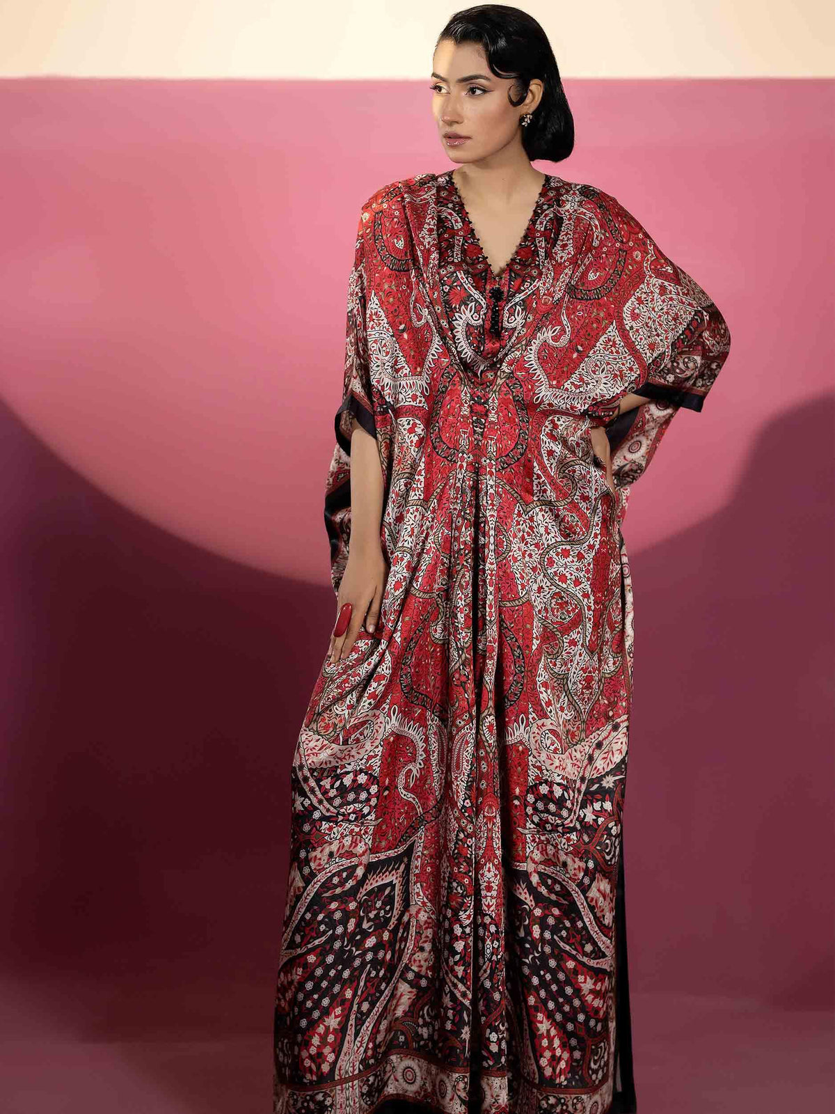 EMBELLISHED SILK KAAFTAN - Rabazka
