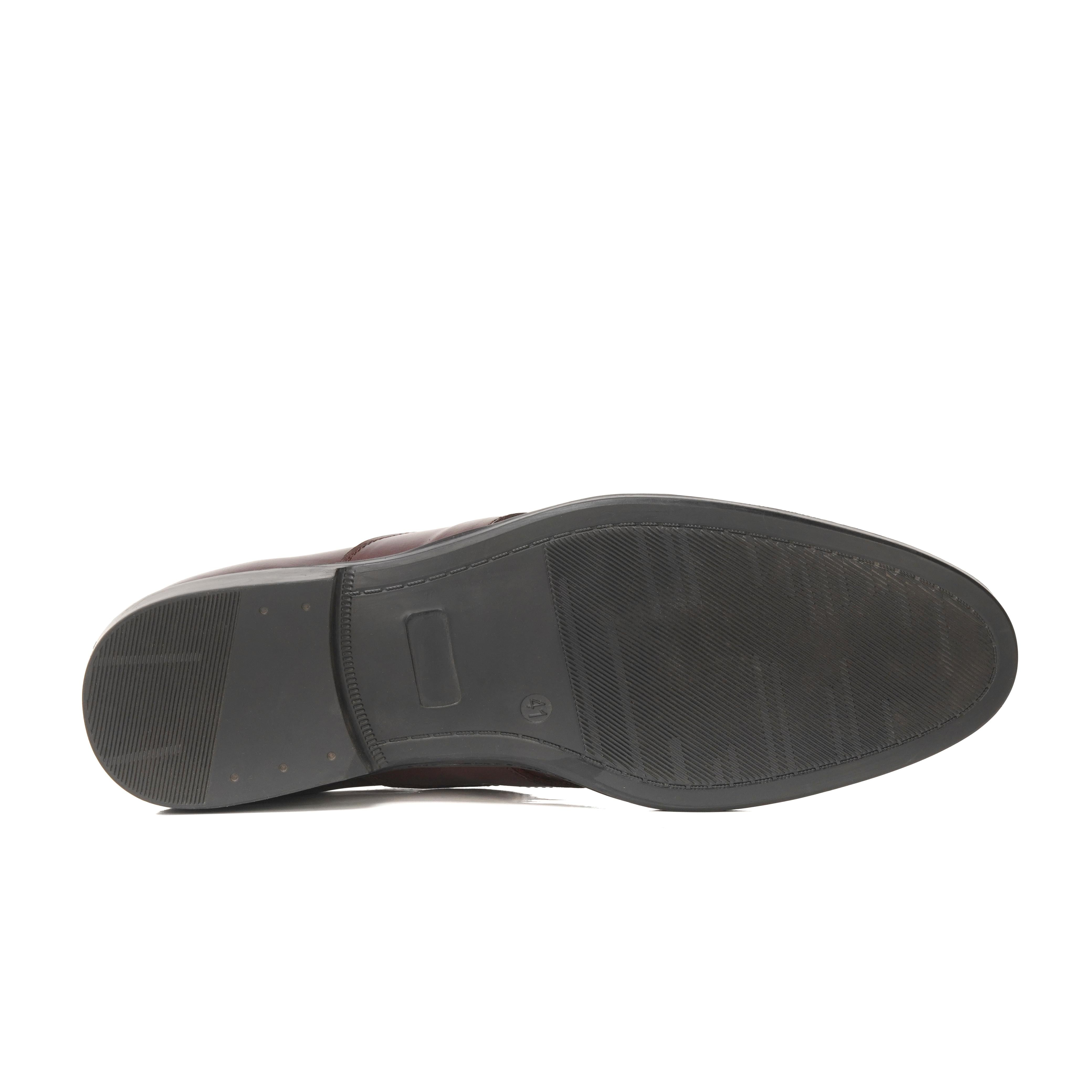 5004-Hot Maroon Cow Leather Formal Loafer Style In Rubber sole - DeVogue