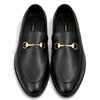 4004-Black Cow Leather Horse Bit Formal Loafer Style In Rubber Sole