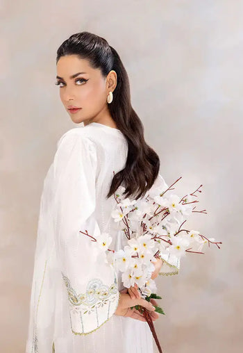 Safwa | White Serenity – 2PC Embroidered Ready to Wear (P000607) - Mmall