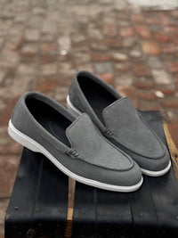 LP-01 Grey loafers with white sole - DeVogue