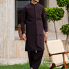 Chocolate Brown Formal Kameez Shalwar with Blended Waistcoat - Straight Cut - Men