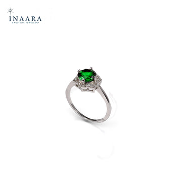 Green Round Zircon Ring