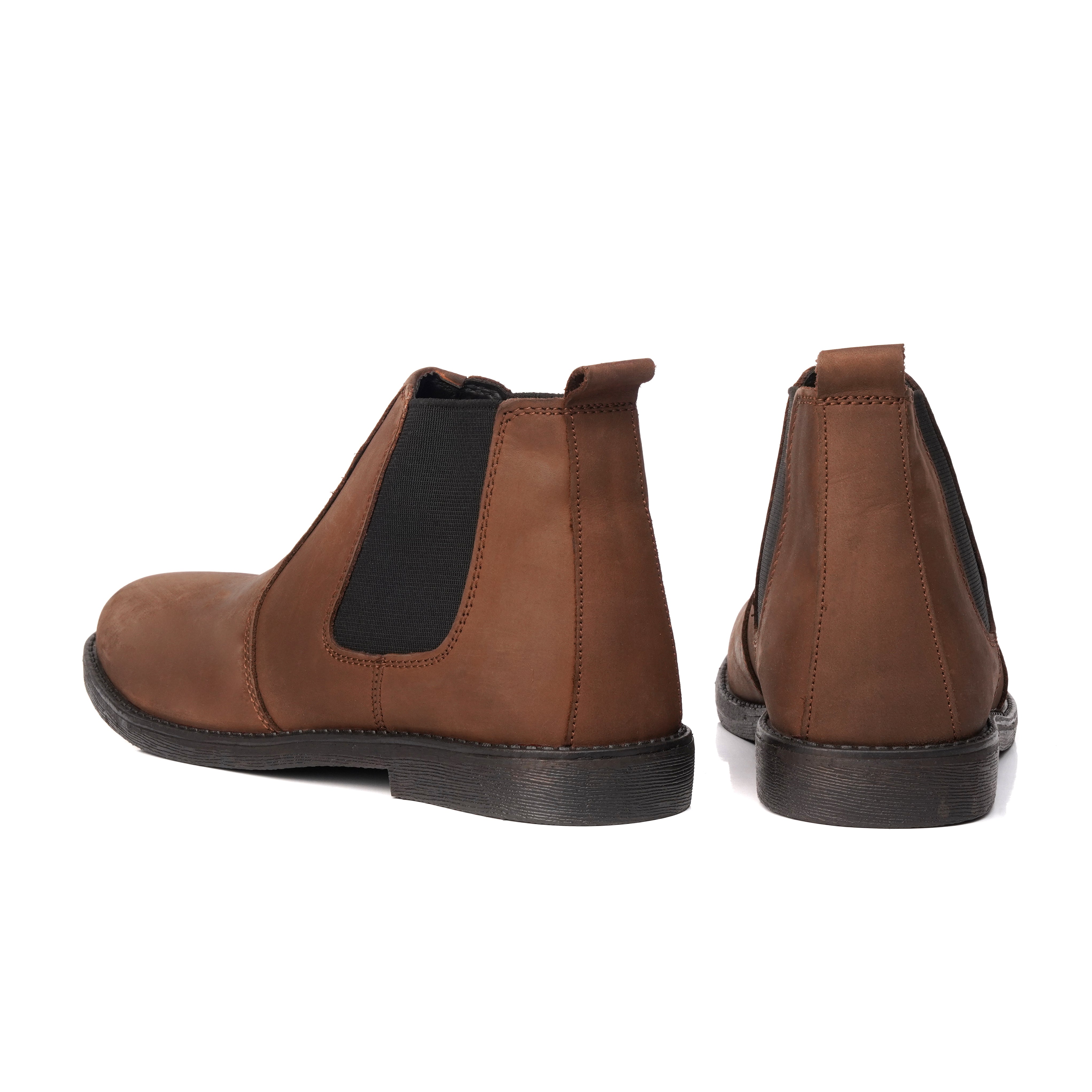 SKU:8010-Brown Cow Leather Chelsea boots - DeVogue
