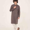 Grey Cotton Casual Kurta