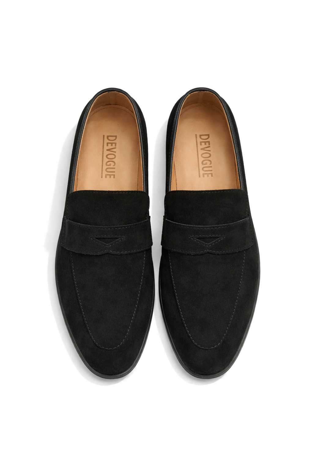 5002-Black Suede Cow Leather Formal Loafer Style - DeVogue