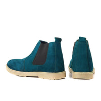 8017-Green Suede Chelsea Boots - DeVogue