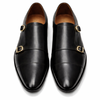 Sku:2011-Black Cow Leather Formal Double Monk Style