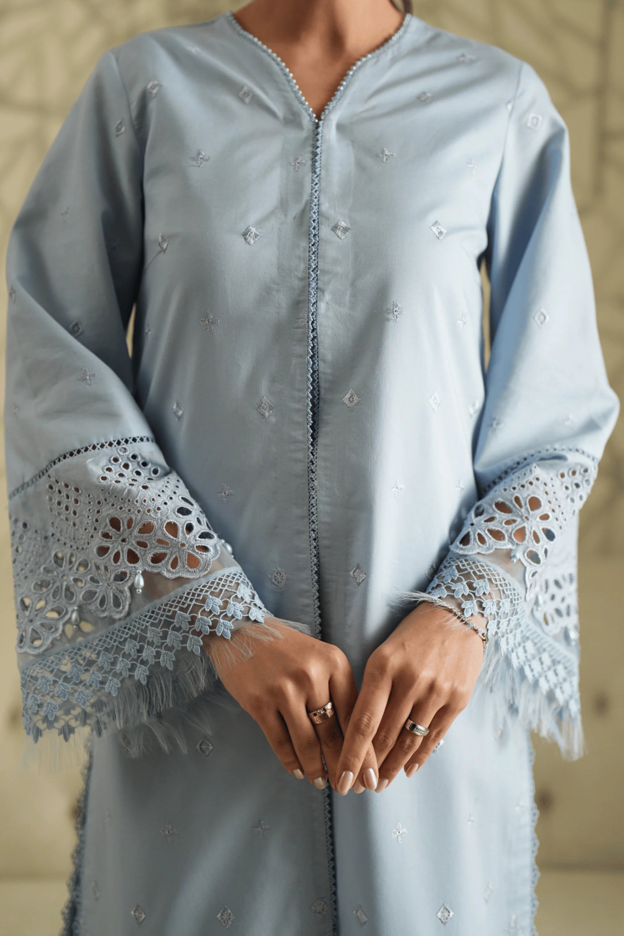 Azure Trellis - Unstitch Luxury Lawn Suit – view 2