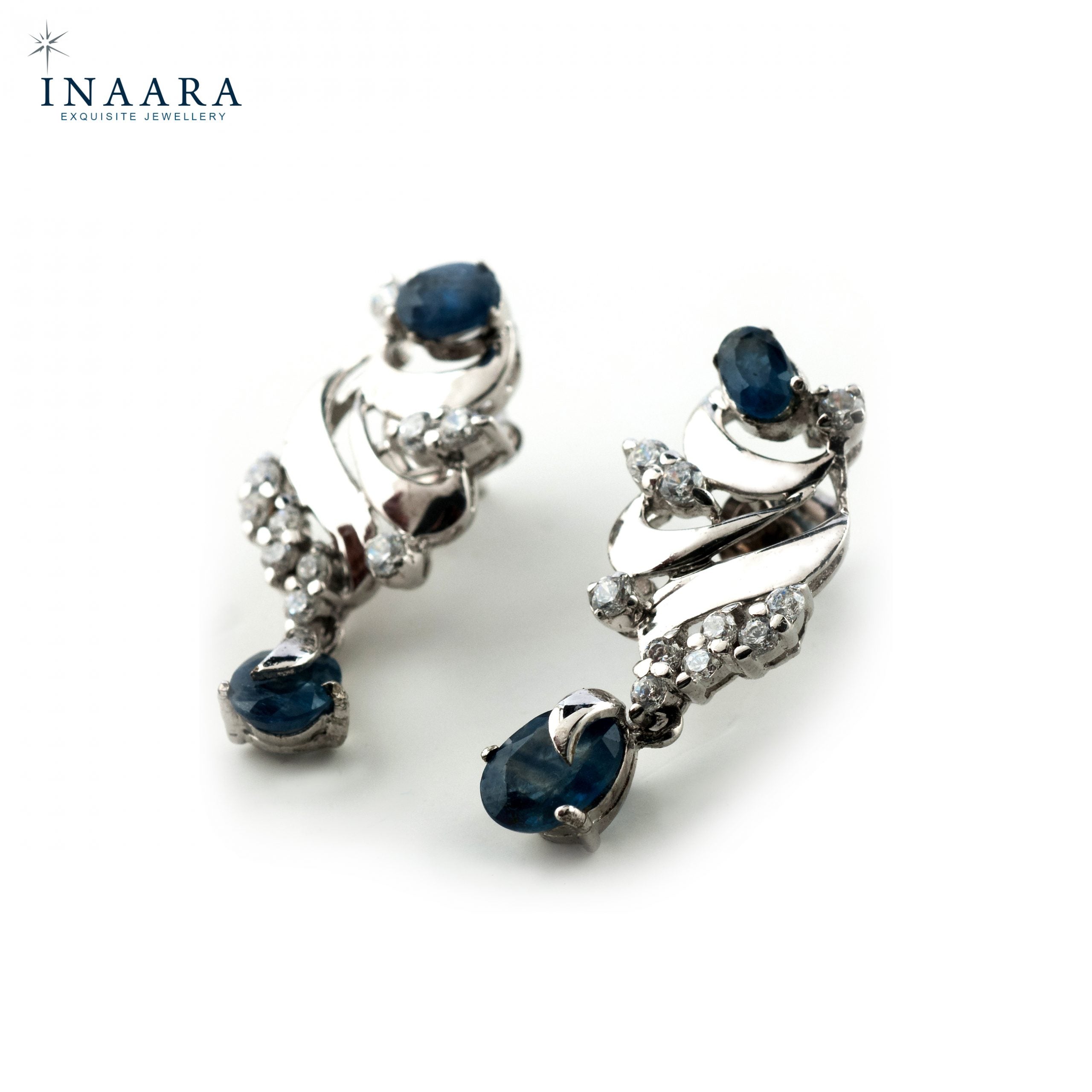 Blue Sapphire Lines Earrings