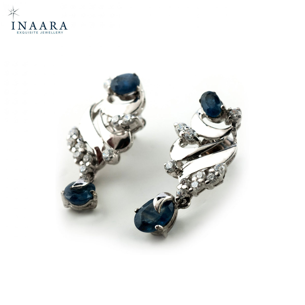 Blue Sapphire Lines Pendant Set