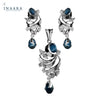 Blue Sapphire Lines Pendant Set
