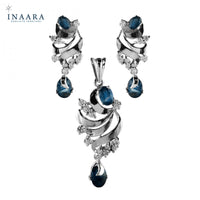 Blue Sapphire Lines Pendant Set