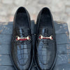 Black Croco Leather Horse Bit Formal
