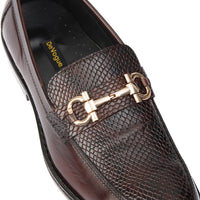 ST-05-Snake Brown Cow Leather Horse bit Formal - DeVogue