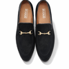 4001-Suede Black Goat Leather Formal Horse Bit Style