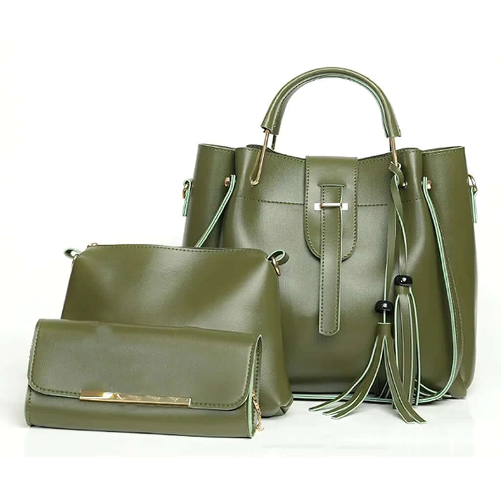 Alexa 3 Pcs Green women's crossbody bag in green by Bag X