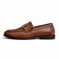 4032-Brown Soft Grain Premium Formal leather loafers - DeVogue