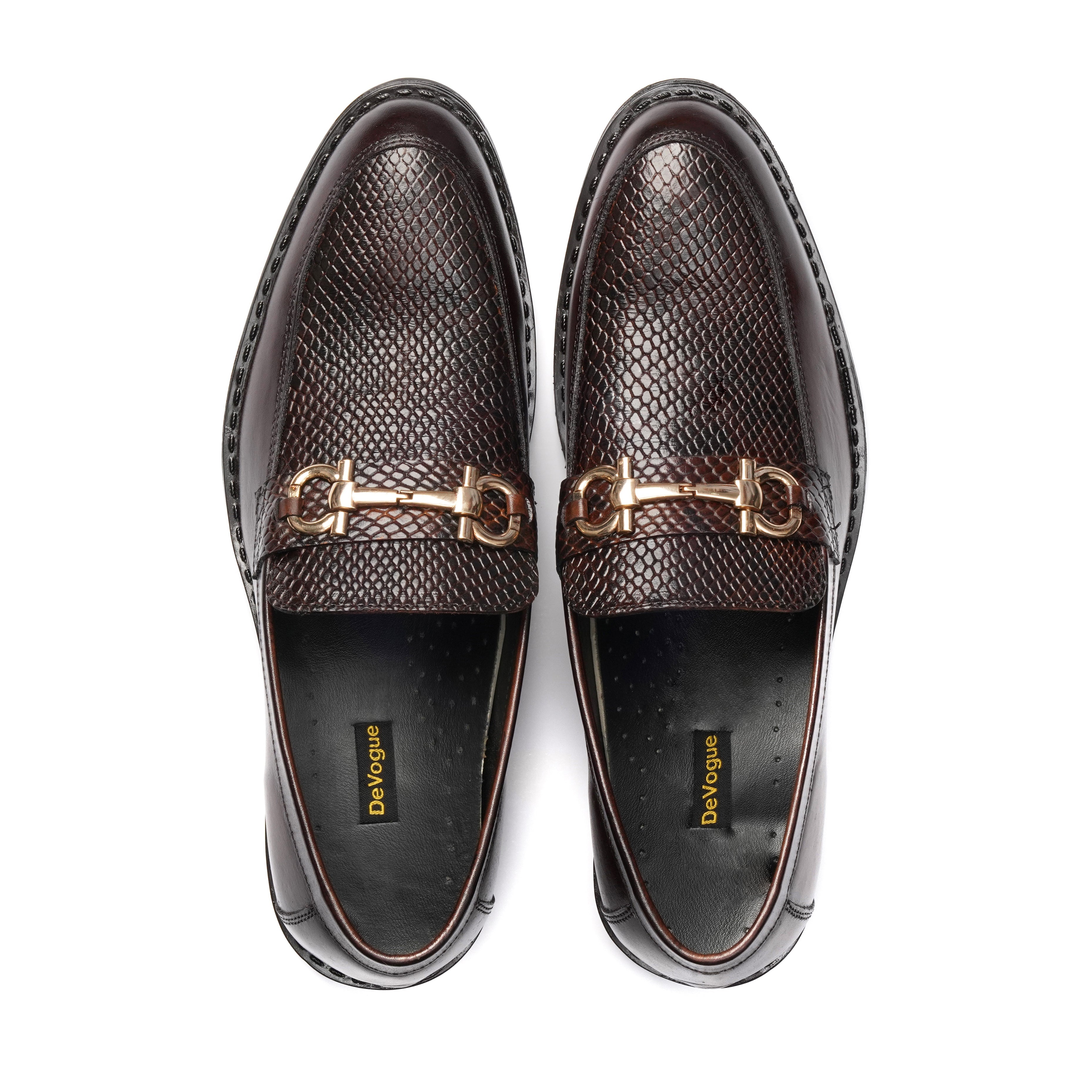 ST-05-Snake Brown Cow Leather Horse bit Formal - DeVogue