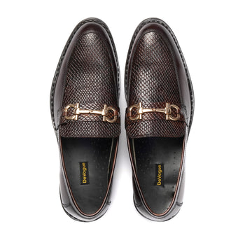 ST-05-Snake Brown Cow Leather Horse bit Formal - DeVogue