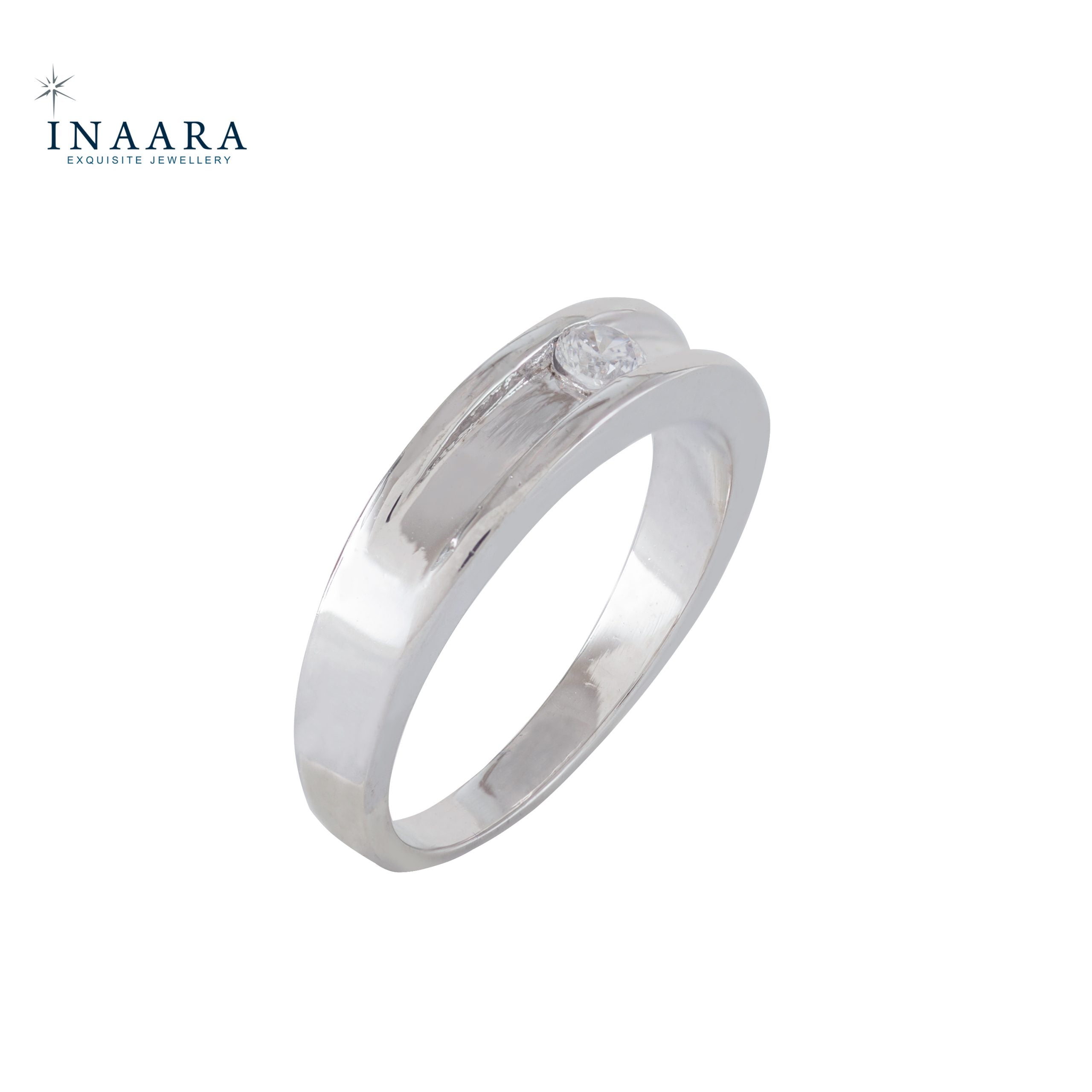 2 Lines Solitaire Ring