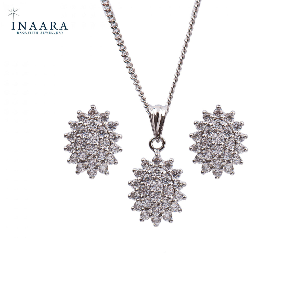 Oval Cluster Pendant Set